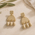 Beige Speckled Arch Drop Earrings