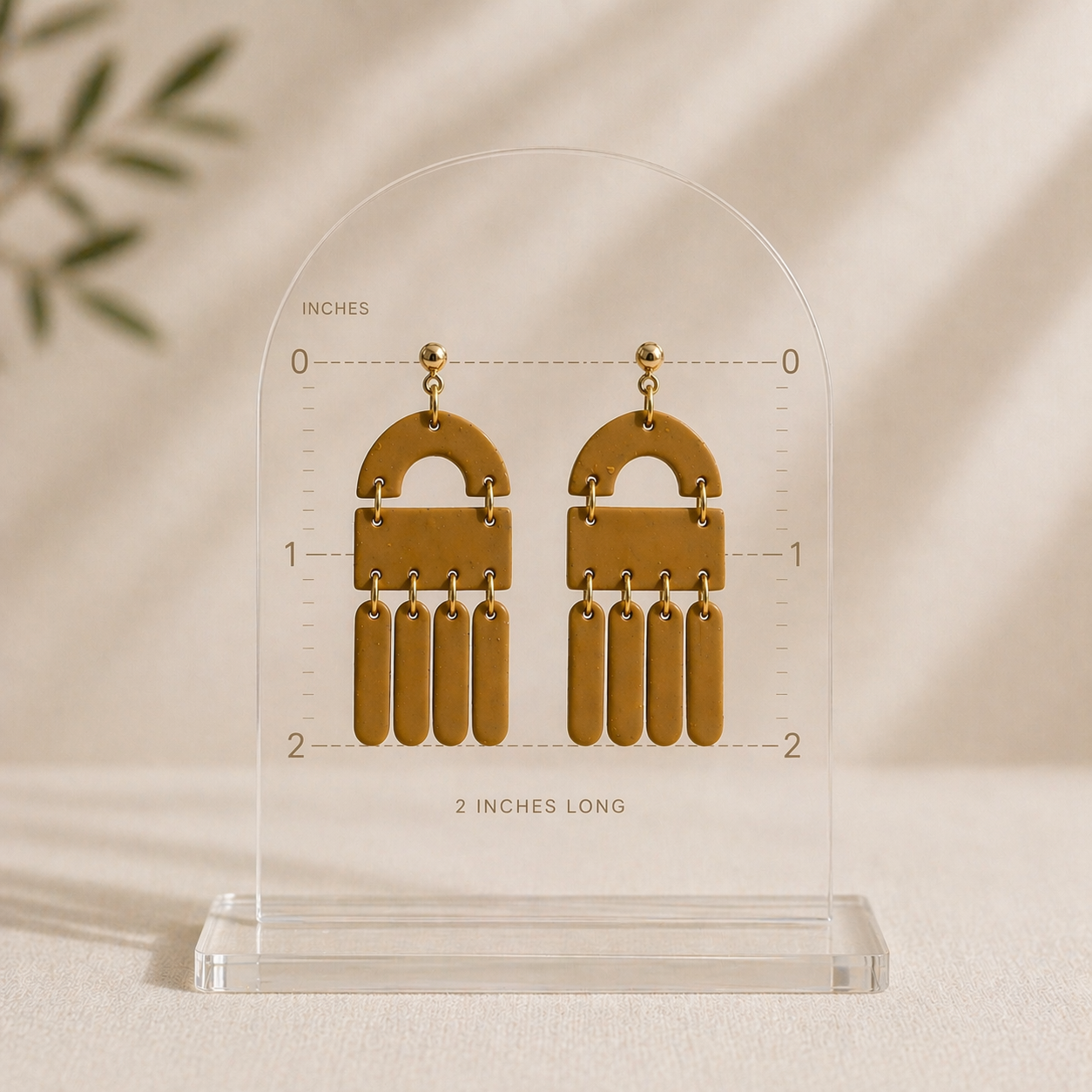 Mustard Clay Fringe Arch Earrings