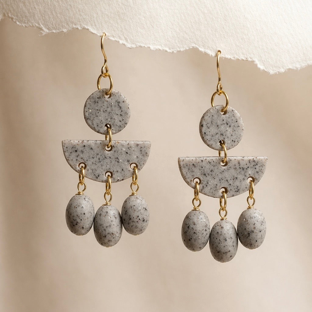 Speckled Grey Cascade Earrings