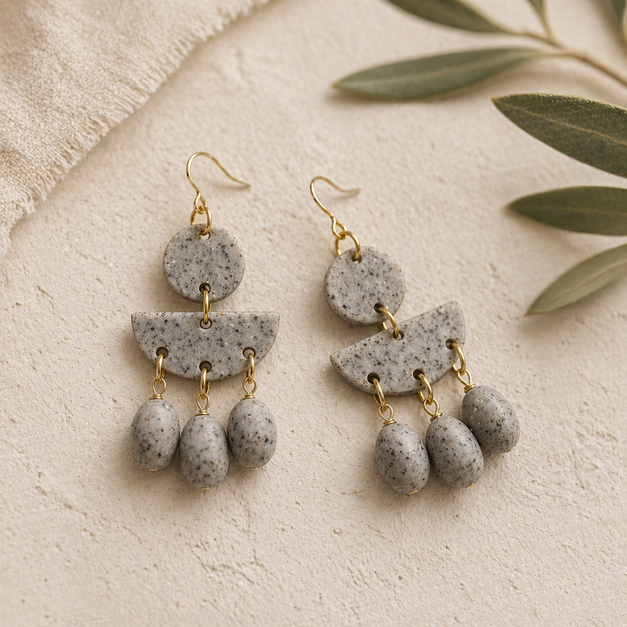 Speckled Grey Cascade Earrings
