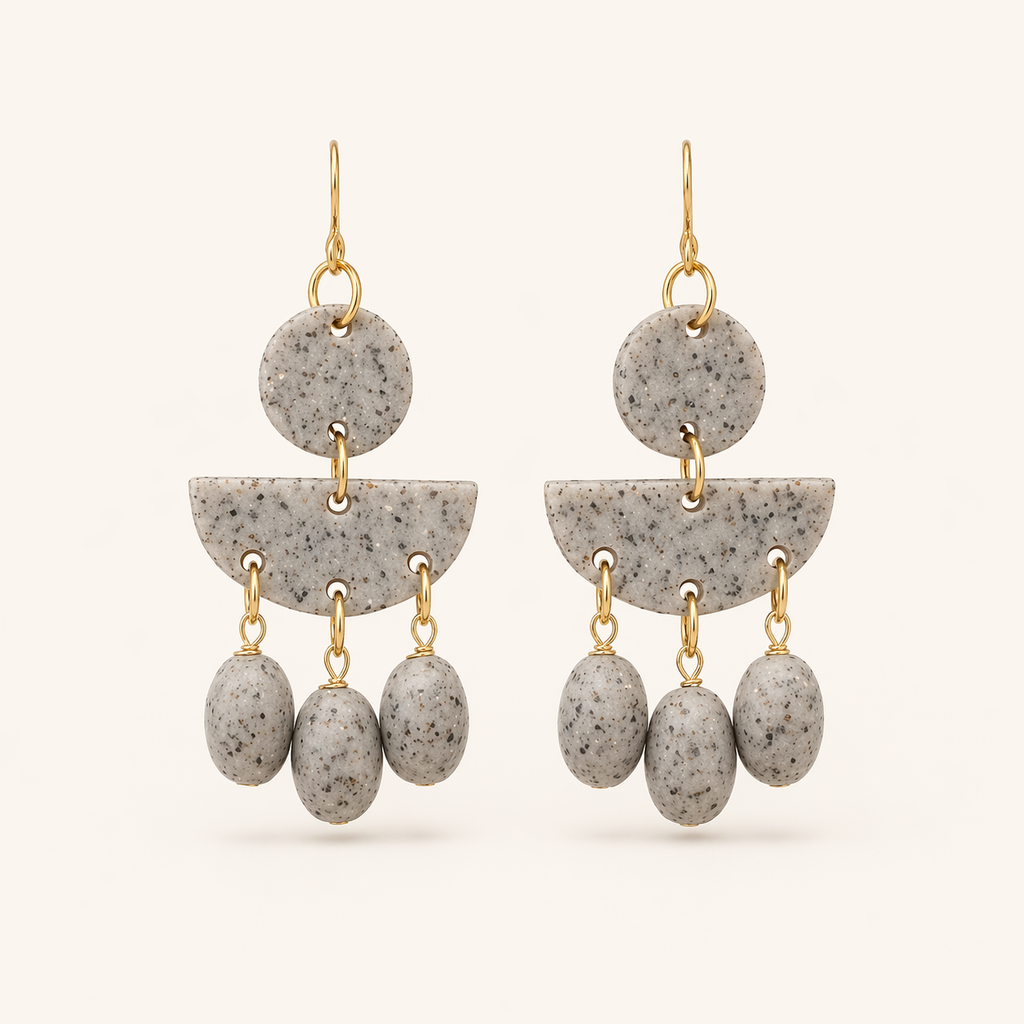 Speckled Grey Cascade Earrings