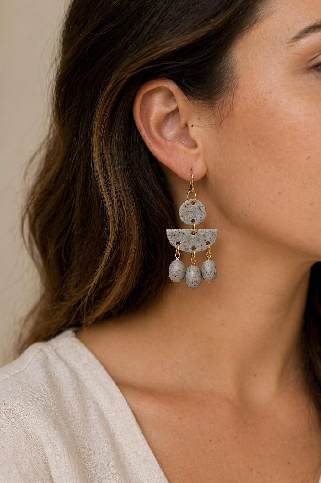 Speckled Grey Cascade Earrings