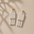 White Textured Drop Earrings