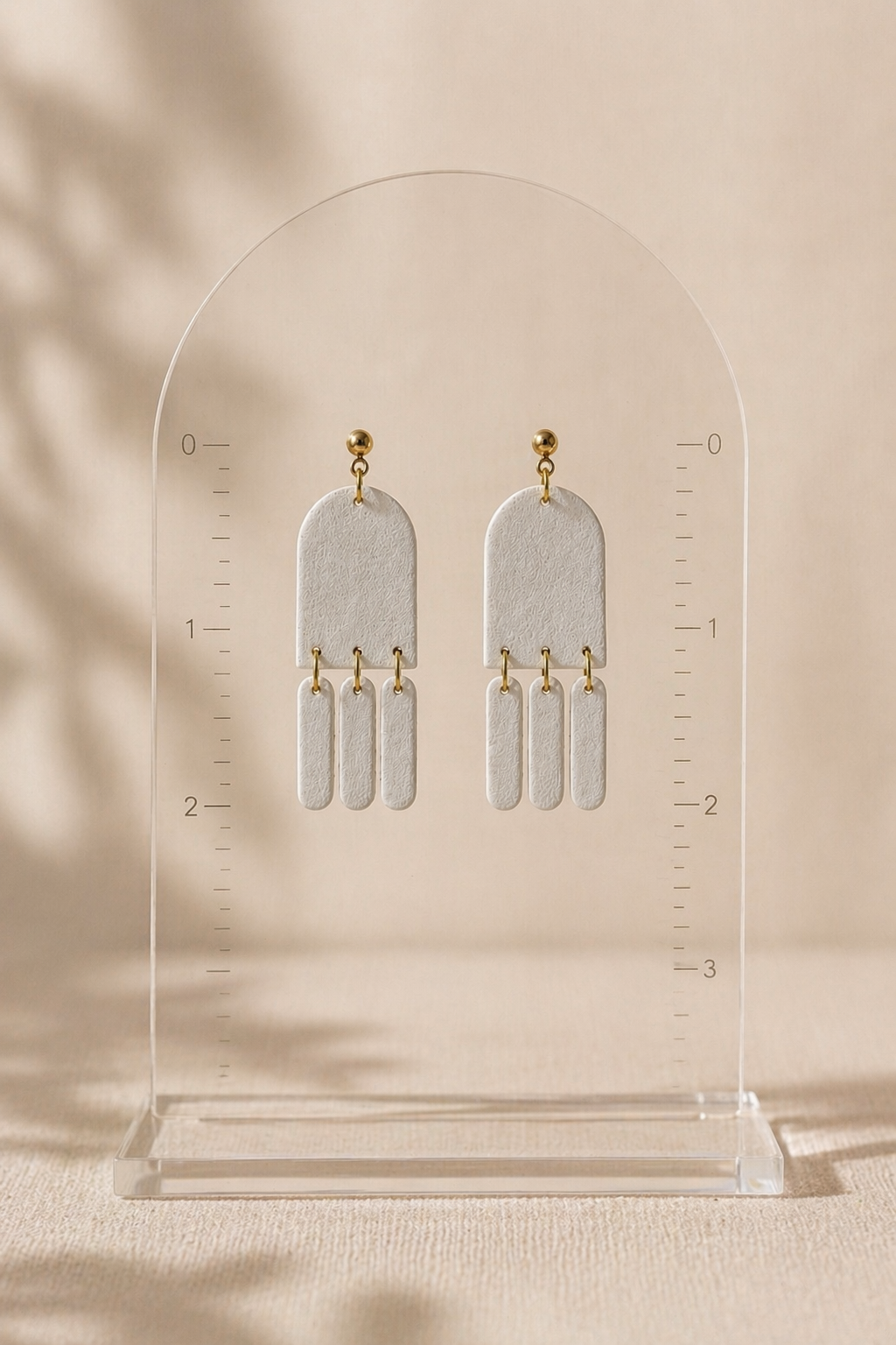 White Textured Drop Earrings